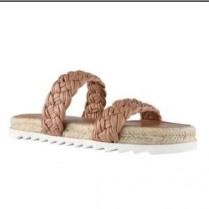 NEW Marc Fisher Women's Jaimee Flat Espadrilles Slip-On Leather Sandals Size 6